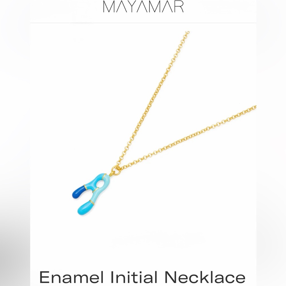 Enamel Initial Necklace (E, J, M, O, T)